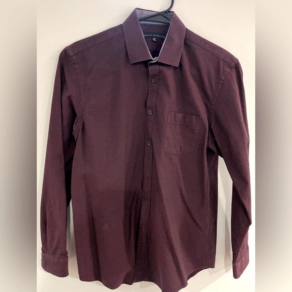 Boys / Men’s maroon dress shirt, size 18 = men’s small, lightly worn
